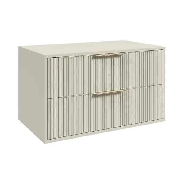 Badplaats B.V. Rimini Wastafelmeubel 80 Cm Beige Onderkast Met Laden thumbnail