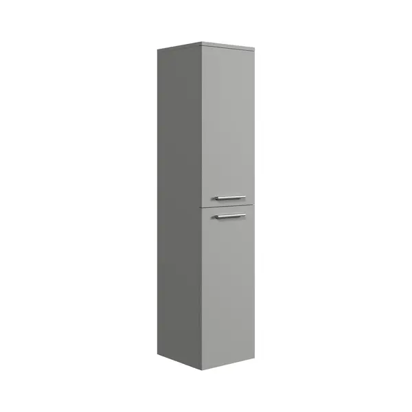 Badplaats - Badezimmer Badschrank Saturnus 130cm - Matt Grau - Hängesäule Mi thumbnail