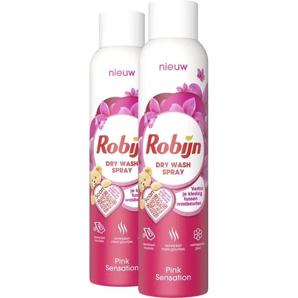 Robijn Pink Sensation Dry Wash Spray - 2 X 200 Ml - Voordeelverpakking thumbnail