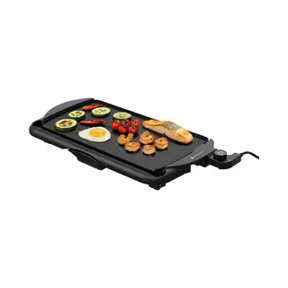 KitchenBrothers Elektrische Grillplaat Xl - 2000W - Teppanyaki Bakplaat - Gourmetstel - Bpa Vrij - Veilig Grillen - Zwart