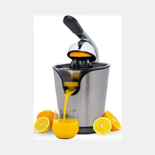 KitchenBrothers Citruspers - Bpa-Vrij - Elektrische Sinaasappelpers En Citroenpers Met Pershendel - Rvs - Zwart
