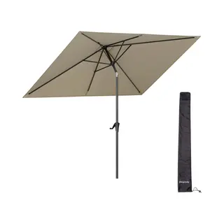 LifeGoods Parasol - Tuin - 270x180cm - 30° Kantelbaar - Waterdicht - Met Hoes - Taupe