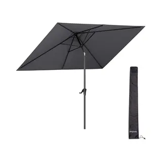LifeGoods Parasol - Tuin - 270x180cm - 30° Kantelbaar - Waterdicht - Met Hoes - UPF50+ - Donkergrijs