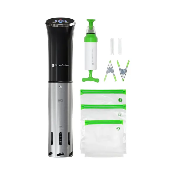 KitchenBrothers Sous Vide Stick Set - Inkl. Zubehör - 1200 W - 11 X 7, 5 X 34, 7 Cm - Schwarz thumbnail