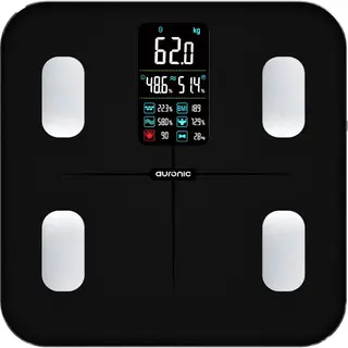 Auronic Personenweegschaal Digitaal Met Lichaamsanalyse - Vetpercentage, Bmi En Meer - Slimme Weegschaal - Smart Scale Met App - Zwart