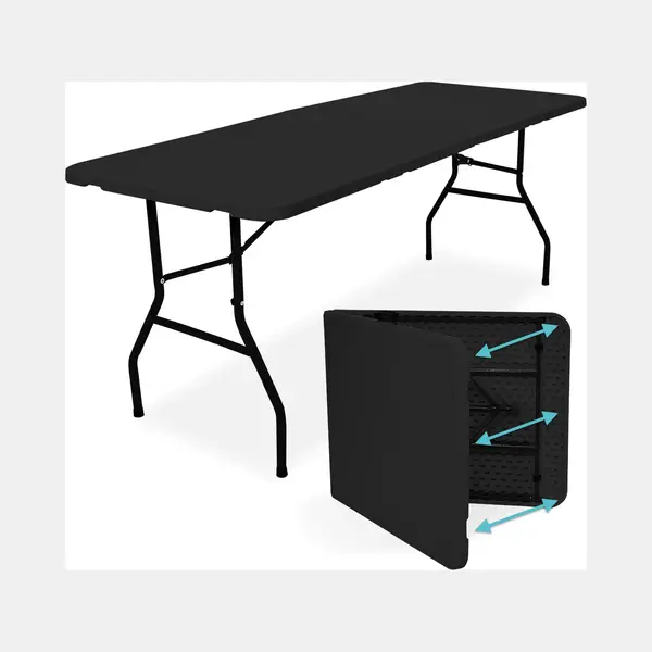 LifeGoods Zusammenklappbarer Tisch - 70x180cm - Verstellbarer Und Stabiler Klapptisch - Wetterfest - Outdoor-Klapptisch - Schwarz thumbnail