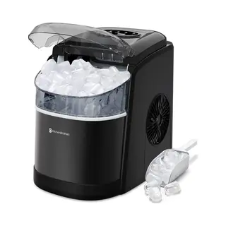 KitchenBrothers - 1.6L - IJsblokjesmachine - 12kg/24 Uur - IJsblokjesmaker - IJsschep - Draagbaar – Zelfreinigingsfunctie - Zwart