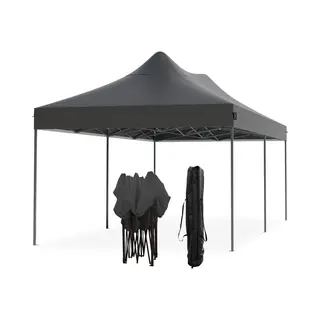LifeGoods Partytent - Opvouwbaar - 3x6 M - Easy Up - Paviljoen - Waterdicht - Draagtas Met Wieltjes - Antraciet