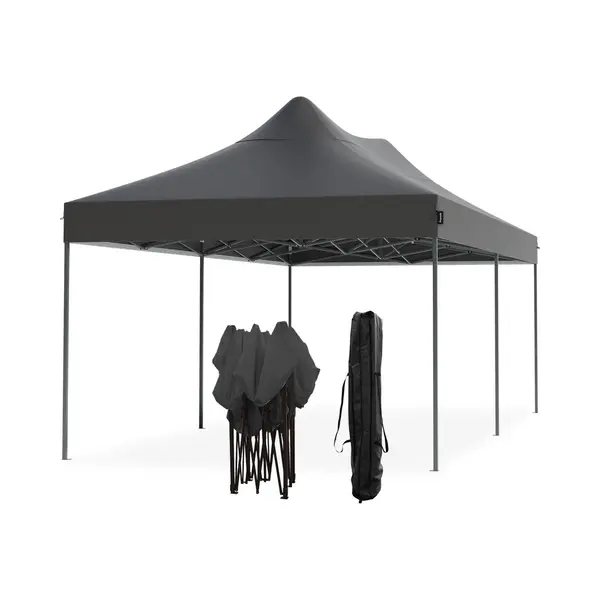LifeGoods Partytent - Opvouwbaar - 3x6 M - Easy Up - Paviljoen - Waterdicht - Draagtas Met Wieltjes - Antraciet thumbnail