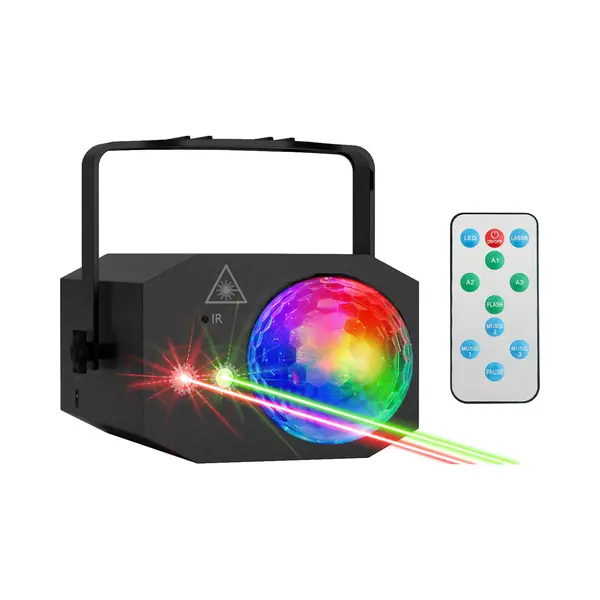 Auronic Led Disco Licht - Party Laser - Kinder - Partybeleuchtung - Disco Licht - Ferngesteuert Und Musikgesteuert - 3 Meter Kabel thumbnail