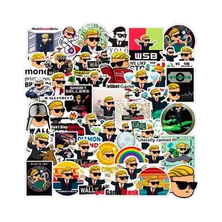 ProductGoods - 50 Stuks Wallstreetbets Stickers - Muur Decoratie - Koffer Decoratie - Laptop Decoratie - Koelkast Decoratie - Stickervellen -