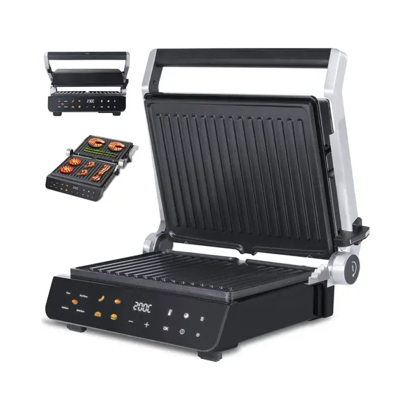 Jap Appliances Integrill - Grote Contactgrill (2000W) Met Zwevende Bovenplaat - 180ºC Uitklapbaar - Uitneembare Platen - Grill Apparaat - Pfas-vrij - thumbnail