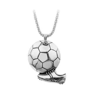TrendFox Ketting Met Voetbal En Voetbalschoen Hanger - Zilver Kleurig - Kettingen Heren Jongens Meisjes - Valentijnsdag - Valentijn Cadeautje Voor Hem