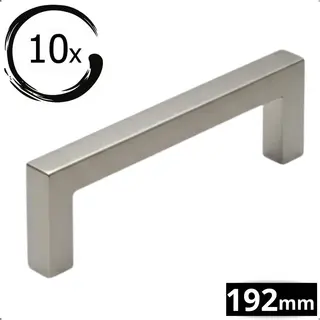 By Mjm Handgreep Rvs 192 Mm - 10 Stuks Handgrepen - Handgrepen Keukenkastjes - Inclusief Schroeven