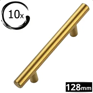 10X By Mjm Handgreep Goud Rvs - Handgreep Goud 128mm - Handgrepen - Handgreep Keuken - Meubelbeslag - Handgrepen Keukenkastjes - Handgrepen Kast -