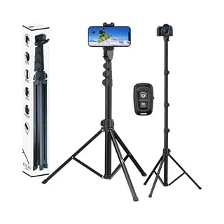 Studio ME® Studio Me Telefoon Statief - 170 Cm - Tripod Smartphone - Zwart - Camera Statief - Telefoonhouder - Incl. Bluetooth Afstandsbediening - Tripod Iphone