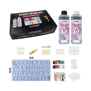 Lukana Epoxy Starterspakket - Epoxy Giethars Voordeelpakket - 500 Gram Epoxy + Sleutelhanger Set - Epoxy Letters - Epoxy Hobbypakket - Sieraden Maken