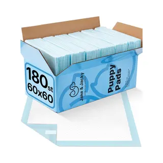 Jake And Jacky Puppy Training Pads Met Plakstrip 180 Stuks - Zindelijkheidstraining Hond - Plasmatjes Hond - Hondentoilet - Plasdoeken - Puppydoeken -