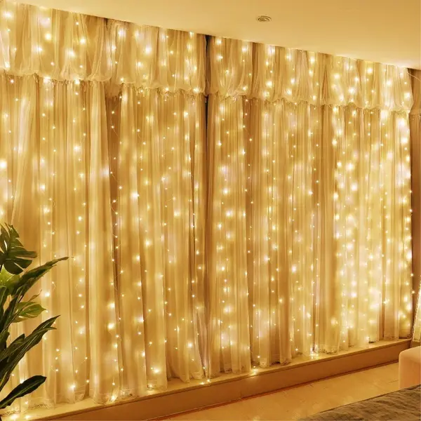Giftmas Led Lichtgordijn – Inclusief Afstandsbediening - 300 Led's – 3x3m - Kerstversiering - Lichtgordijn thumbnail