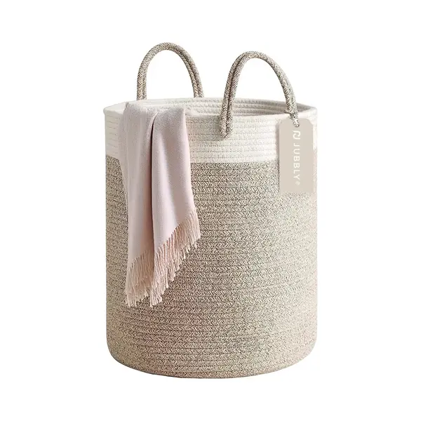 Jubbly® - Wasmand - Wassorteerder - Opbergmand - Wasmand Opvouwbaar - Wasbox - Woon Accessoires - 40 Liter - 100% Handgeweven Biologisch Katoen thumbnail