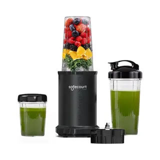 Safecourt Kitchen - Power Blender - 1000W - 2x Blender To Go - Smoothie Maker - Incl. Receptenboek - Zwart