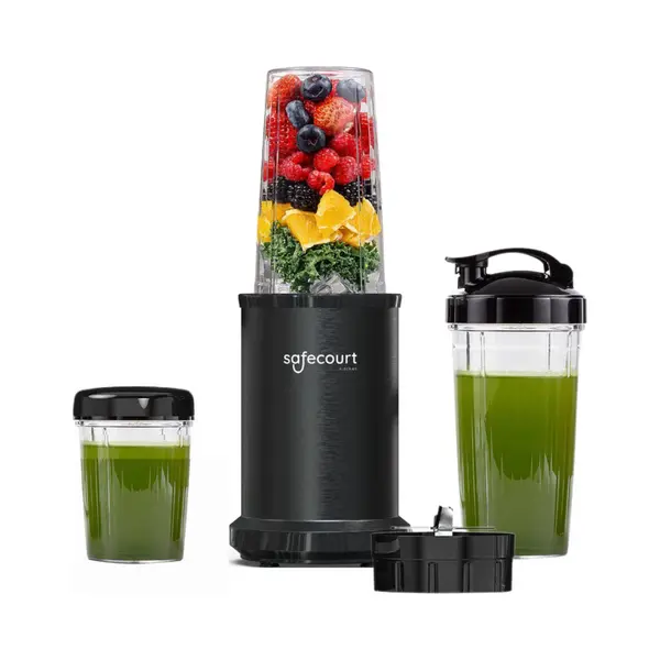 Safecourt Kitchen - Power Blender - 1000W - 2x Blender To Go - Smoothie Maker - Incl. Receptenboek - Zwart thumbnail