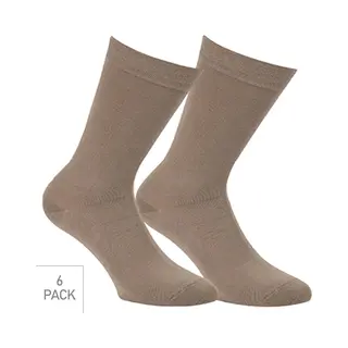 Boru Bamboo Bamboe Sokken 6-Pack - Donker-Beige - Maat 35-38 - Dunne Bamboe Sokken Voor Frisse Droge Voeten - Dames / Heren