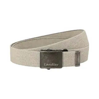 Landley Elastische Canvas Riem Met Metalen Schuifgesp - Stretch - Koppelriem - Dames / Heren - Unisex - Beige - Lengte Totaal 110 Cm / Riemmaat 95