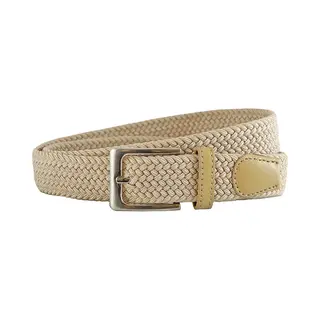 Landley Elastische Riem Met Gevlochten Stretch Elastiek – Dames / Heren - Beige - Lengte Totaal 140 Cm / Riemmaat 125