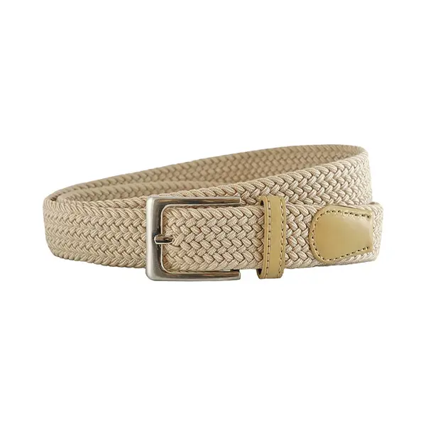 Landley Elastische Riem Met Gevlochten Stretch Elastiek – Dames / Heren - Beige - Lengte Totaal 140 Cm / Riemmaat 125 thumbnail