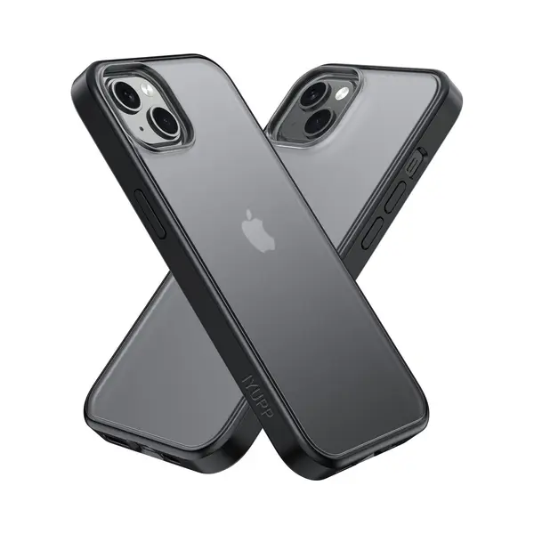 Iyupp Hoesje Geschikt Voor IPhone 13 Mini Hoesje - Shockproof Back Cover - Mat Zwart Transparant thumbnail