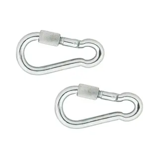 Karabijnhaken - 2x - Met Veiligheid Schroef - Staal - 6 Cm - Karabijnhaak - Snaphooks/ Carabiners