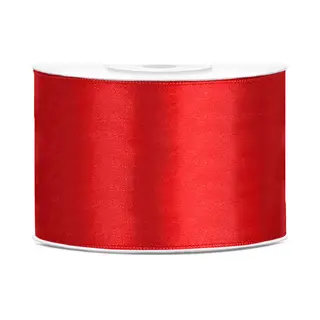 Partydeco Cadeaulint - Rood - 5 Cm X 25 Meter - Satijn - Sierlint - Inpakken - Decoratie