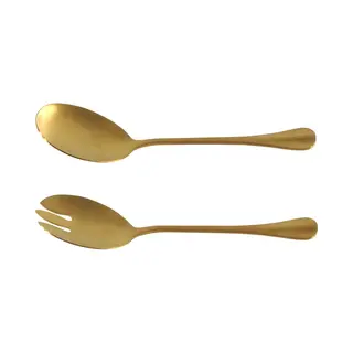 2-delig Rvs Sla Bestek/couvert Goud 21, 5 Cm - Salade/sla Opscheplepels - Sla Lepel En Vork - Keukengerei