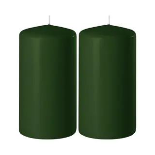 Enlightening Candles 2x Donkergroene Cilinderkaarsen/stompkaarsen 6 X 10 Cm 36 Branduren - Geurloze Kaarsen Donkergroen - Woondecoraties