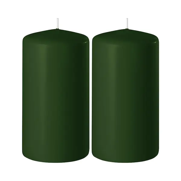 Enlightening Candles 2x Donkergroene Cilinderkaarsen/stompkaarsen 6 X 10 Cm 36 Branduren - Geurloze Kaarsen Donkergroen - Woondecoraties thumbnail