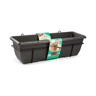 PlasticForte Balkonbak - Antraciet - 60 Cm - Plantenbak Met Hanger - Bloembak