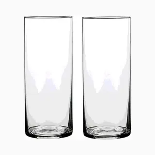 Mica Decorations Vaas - 2x - Cilinder - Helder Glas - D12 X H25 Cm - Bloemenvaas