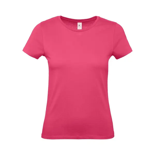 B&C Roze Basic Dames T-shirt - Met Ronde Hals - Katoen - 145 Grams - Shirts / Dameskleding - Korte Mouwen Xl thumbnail