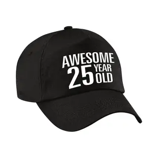 Bellatio Decorations Verjaardag Cadeau Petje - Awesome 25 Year Old - 25 Jaar - Zwart - Volwassenen - Baseball Cap - Leeftijd