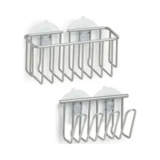 Afwasmiddel Houder En Spons Houder Metaal Met Zuignappen 13 X 5, 5 Cm - Zeller - Huishouding/huishouden - Keukenbenodigdheden - Afwasmiddelhouders -