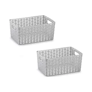 Plasticforte Opbergmand - 5x - Kastmand - Rotan Kunststof - Zilver - 10 Liter - 22 X 33 X 16 Cm