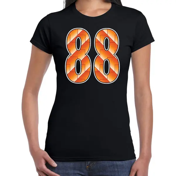 Bellatio Decorations 88 Holland/ Oranje Supporter T-shirt Zwart Voor Dames - Nederlands Elftal Fan Shirt / Kleding - 1988 Ek Kampioen Outfit Xl thumbnail