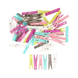 Wasknijpers Set - 50 Stuks - Gekleurd - Kunststof - 7 Cm - Was Ophangen