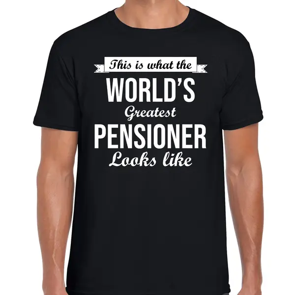 Bellatio Decorations This Is What The Worlds Greatest Pensioner Looks Like Cadeau T-shirt / Shirt - Zwart Met Witte Letters - Voor Heren - Pensioen / Vut Kado Shirt L thumbnail