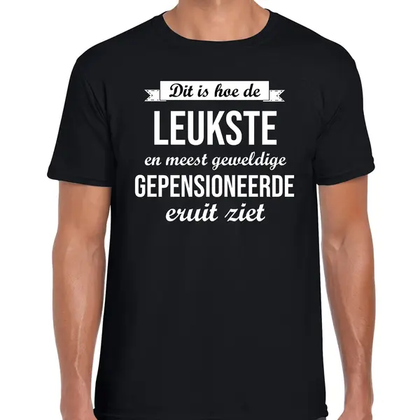 Bellatio Decorations Pensioen Cadeau T-shirt Voor Heren - Leukste Gepensioneerde - Zwart - Vut S thumbnail
