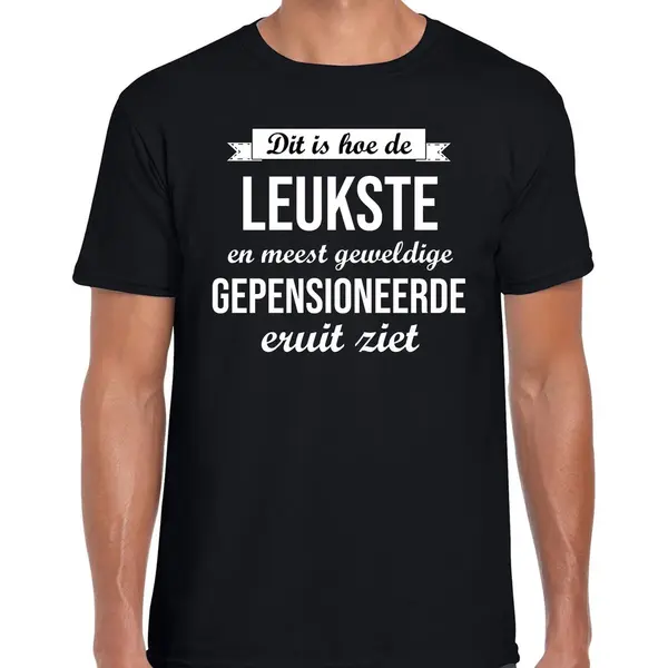 Bellatio Decorations Pensioen Cadeau T-shirt Voor Heren - Leukste Gepensioneerde - Zwart - Vut L thumbnail