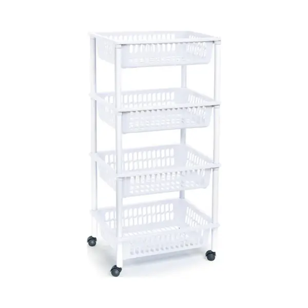 Plasticforte Keukentrolley Op Wieltjes - 4-laags - Wit - Kunststof - 40x50x85 Cm - Opberg Trolley thumbnail