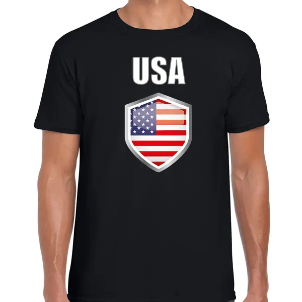 Bellatio Decorations Amerika / Usa Vlag Thema Landen T-shirt - Zwart - Voor Heren - Supporters Kleding - Korte Mouwen - Vlaggen Schild M thumbnail