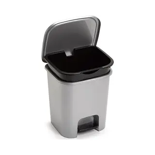 Plasticforte Pedaalemmer - Zilver - 7, 5 Liter - 24 X 22 X 25 Cm - Kunststof - Afvalbak